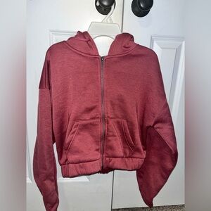 Pink cropped zip up, size S